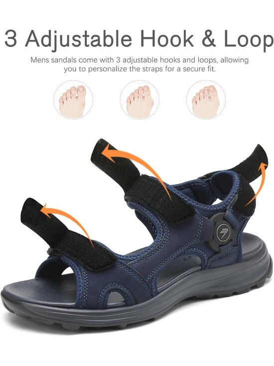 Men\'s Navy Blue Leather Athletic Sandals Sport Outdoor Hiking Sandals Open Toe main image 6